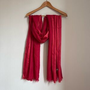 Loro Piana Made in Italy Cashmere Silk Red Long Striped Fringe Scarf Wrap30*80